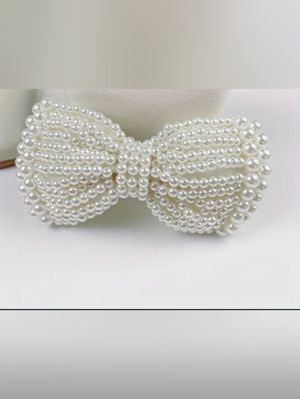 Pearl Beaded Bow Shoe Clip - White